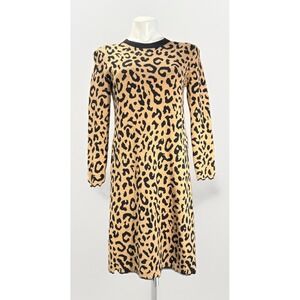 J.Crew Women's XS Leopard Print Wool Blend Crew Neck Sweater Dress